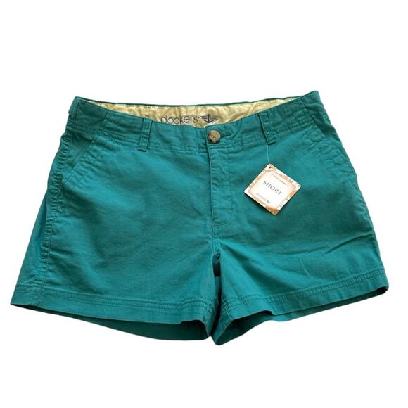 Dockers Pants - Dockers Women Green Mid Rise Chino Pockets 3” Everyday Shorts Size 10 NEW